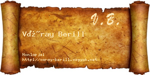 Váray Berill névjegykártya